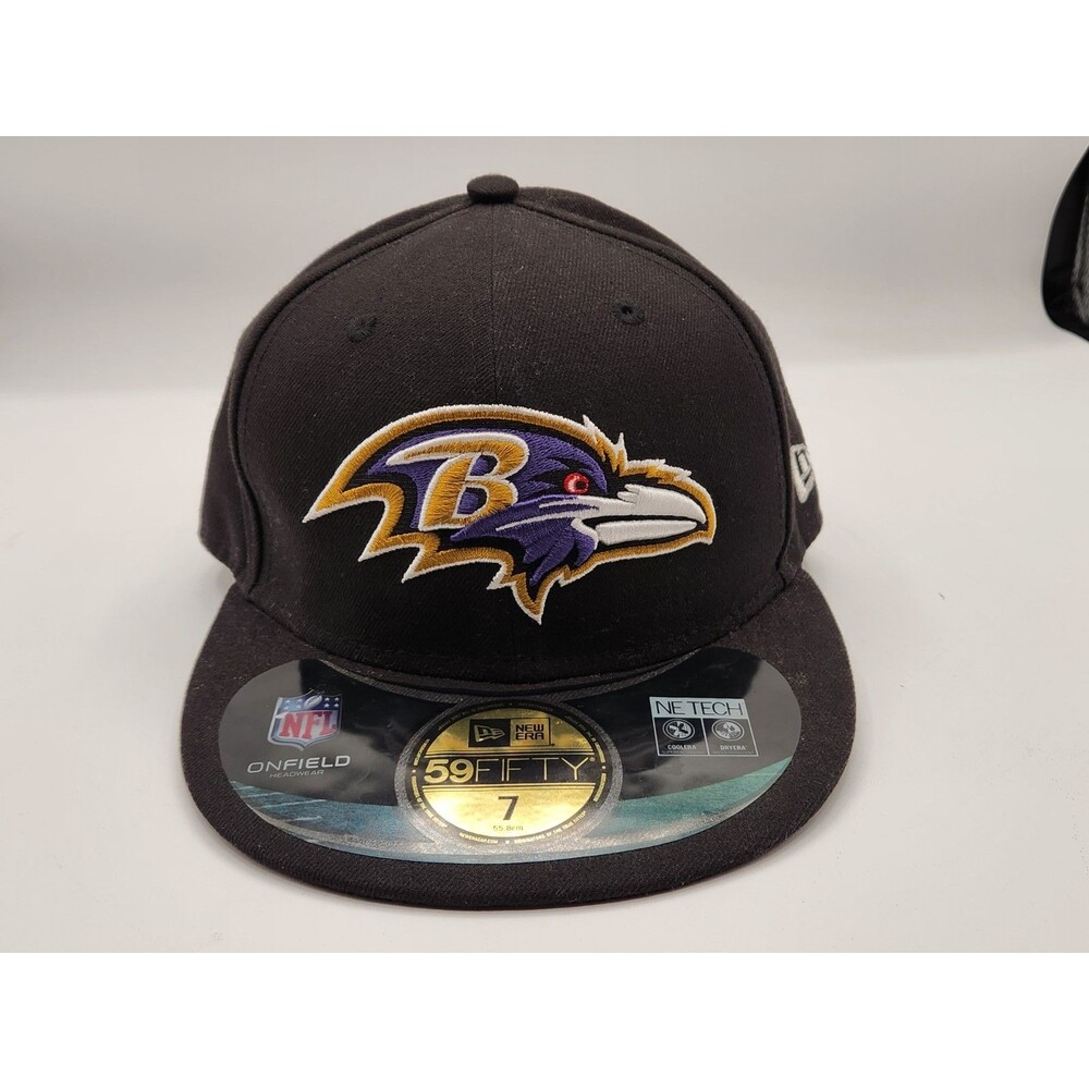 New Era Baltimore Ravens 59Fifty Fitted Hat Cap Black Purple Mens Size 7 NWT